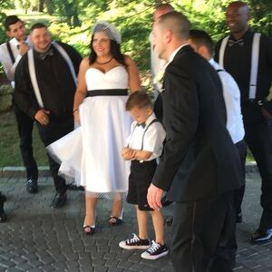 Elegant White Dress with Black Accents
